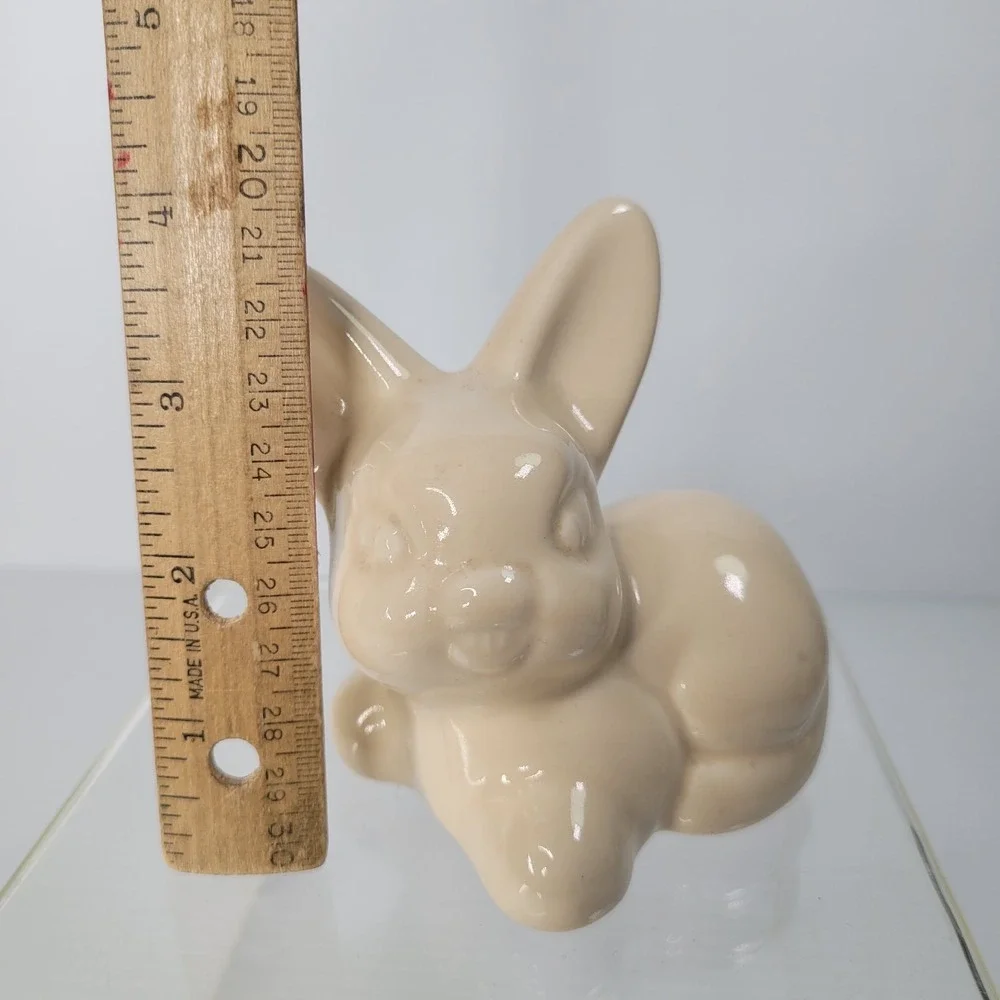 Vintage Ceramic Bunny Rabbit Cotton Ball Dispenser Holder Bathroom Vanity